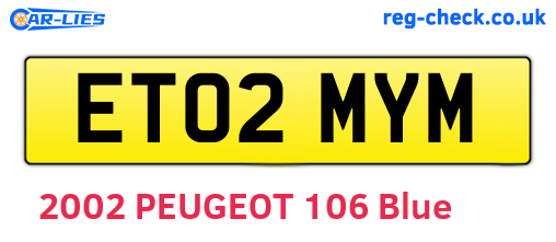 ET02MYM are the vehicle registration plates.