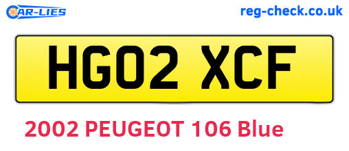 HG02XCF are the vehicle registration plates.
