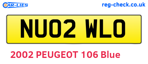 NU02WLO are the vehicle registration plates.