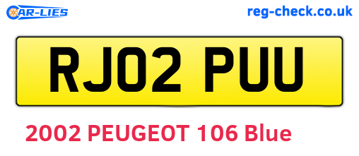 RJ02PUU are the vehicle registration plates.