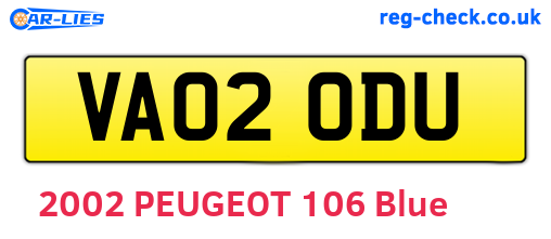 VA02ODU are the vehicle registration plates.