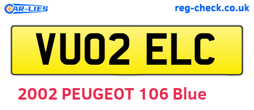 VU02ELC are the vehicle registration plates.