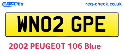 WN02GPE are the vehicle registration plates.