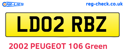 LD02RBZ are the vehicle registration plates.