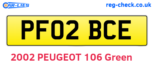 PF02BCE are the vehicle registration plates.