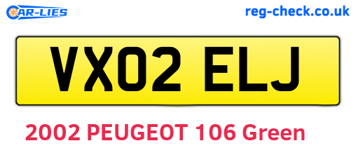 VX02ELJ are the vehicle registration plates.