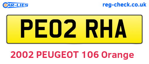 PE02RHA are the vehicle registration plates.