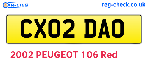CX02DAO are the vehicle registration plates.