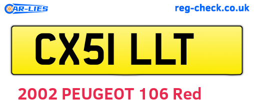 CX51LLT are the vehicle registration plates.