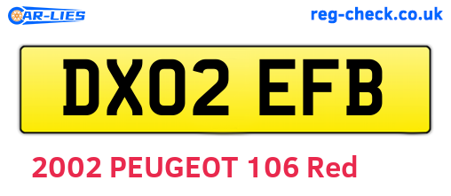DX02EFB are the vehicle registration plates.