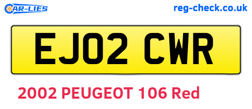 EJ02CWR are the vehicle registration plates.