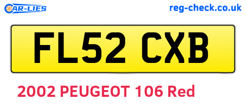 FL52CXB are the vehicle registration plates.
