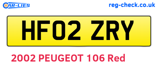 HF02ZRY are the vehicle registration plates.