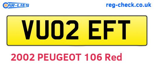 VU02EFT are the vehicle registration plates.