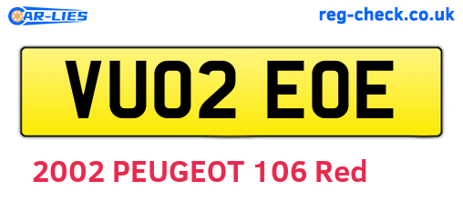 VU02EOE are the vehicle registration plates.