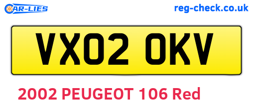 VX02OKV are the vehicle registration plates.