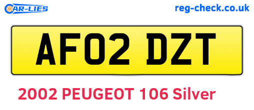 AF02DZT are the vehicle registration plates.
