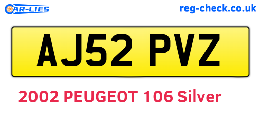 AJ52PVZ are the vehicle registration plates.