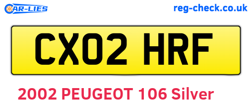 CX02HRF are the vehicle registration plates.
