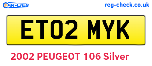 ET02MYK are the vehicle registration plates.