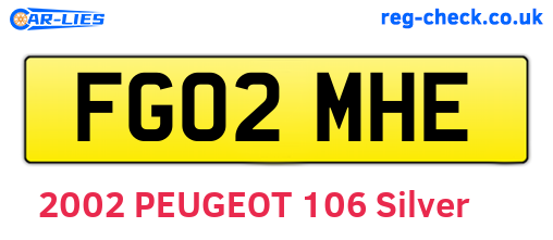 FG02MHE are the vehicle registration plates.