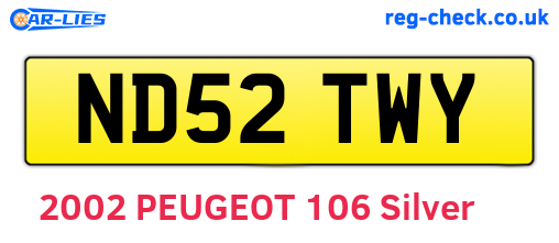 ND52TWY are the vehicle registration plates.