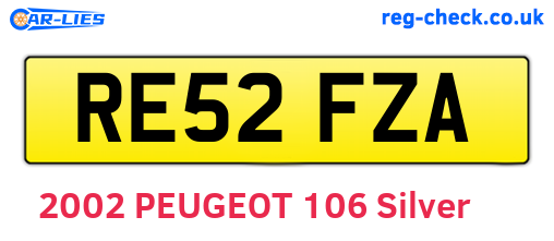 RE52FZA are the vehicle registration plates.
