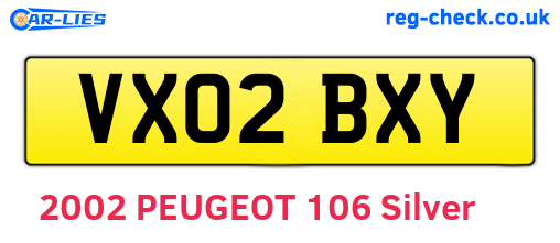VX02BXY are the vehicle registration plates.