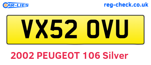 VX52OVU are the vehicle registration plates.