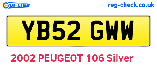 YB52GWW are the vehicle registration plates.