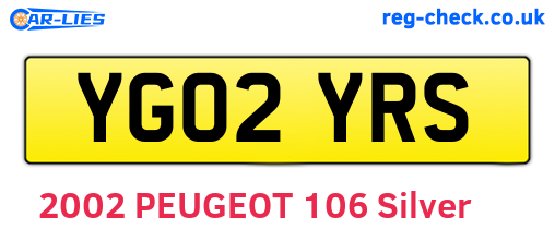 YG02YRS are the vehicle registration plates.