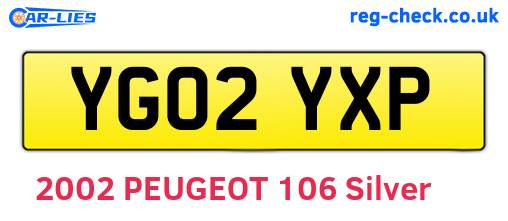 YG02YXP are the vehicle registration plates.