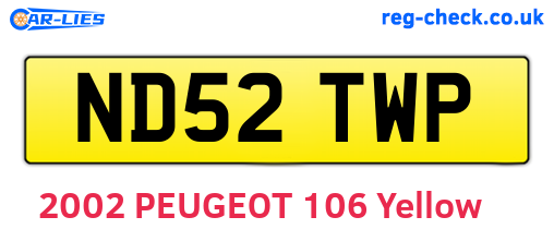ND52TWP are the vehicle registration plates.
