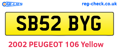 SB52BYG are the vehicle registration plates.