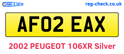 AF02EAX are the vehicle registration plates.