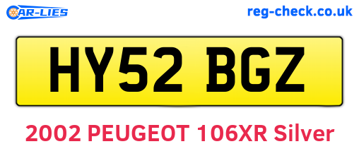 HY52BGZ are the vehicle registration plates.