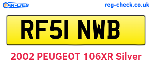 RF51NWB are the vehicle registration plates.