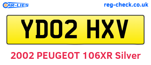 YD02HXV are the vehicle registration plates.