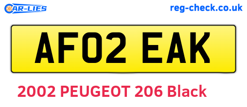 AF02EAK are the vehicle registration plates.