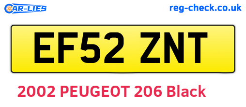 EF52ZNT are the vehicle registration plates.