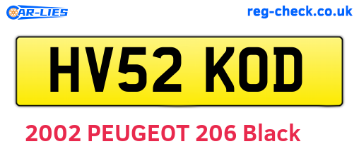 HV52KOD are the vehicle registration plates.