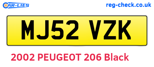 MJ52VZK are the vehicle registration plates.