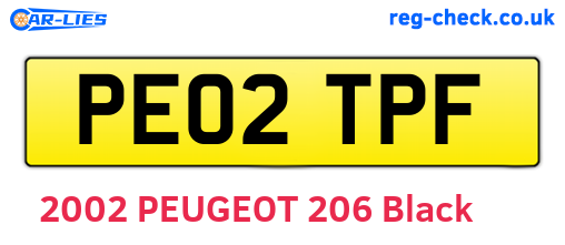 PE02TPF are the vehicle registration plates.