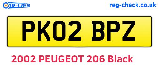 PK02BPZ are the vehicle registration plates.