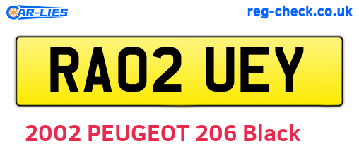 RA02UEY are the vehicle registration plates.