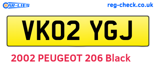 VK02YGJ are the vehicle registration plates.