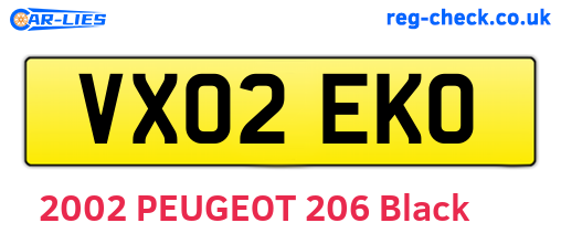 VX02EKO are the vehicle registration plates.