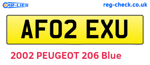 AF02EXU are the vehicle registration plates.