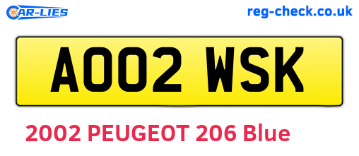 AO02WSK are the vehicle registration plates.