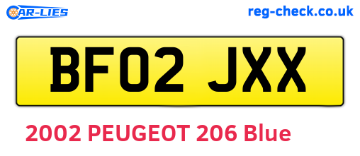 BF02JXX are the vehicle registration plates.